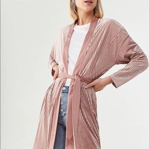 Metallic velvet ribbed kimono